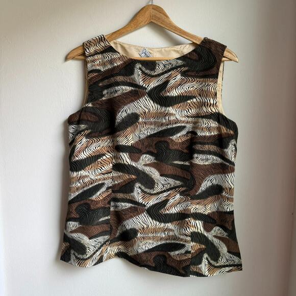 Jacobson’s Petite Vintage 90s Silk Animal Print Top 12P - Picture 1 of 7